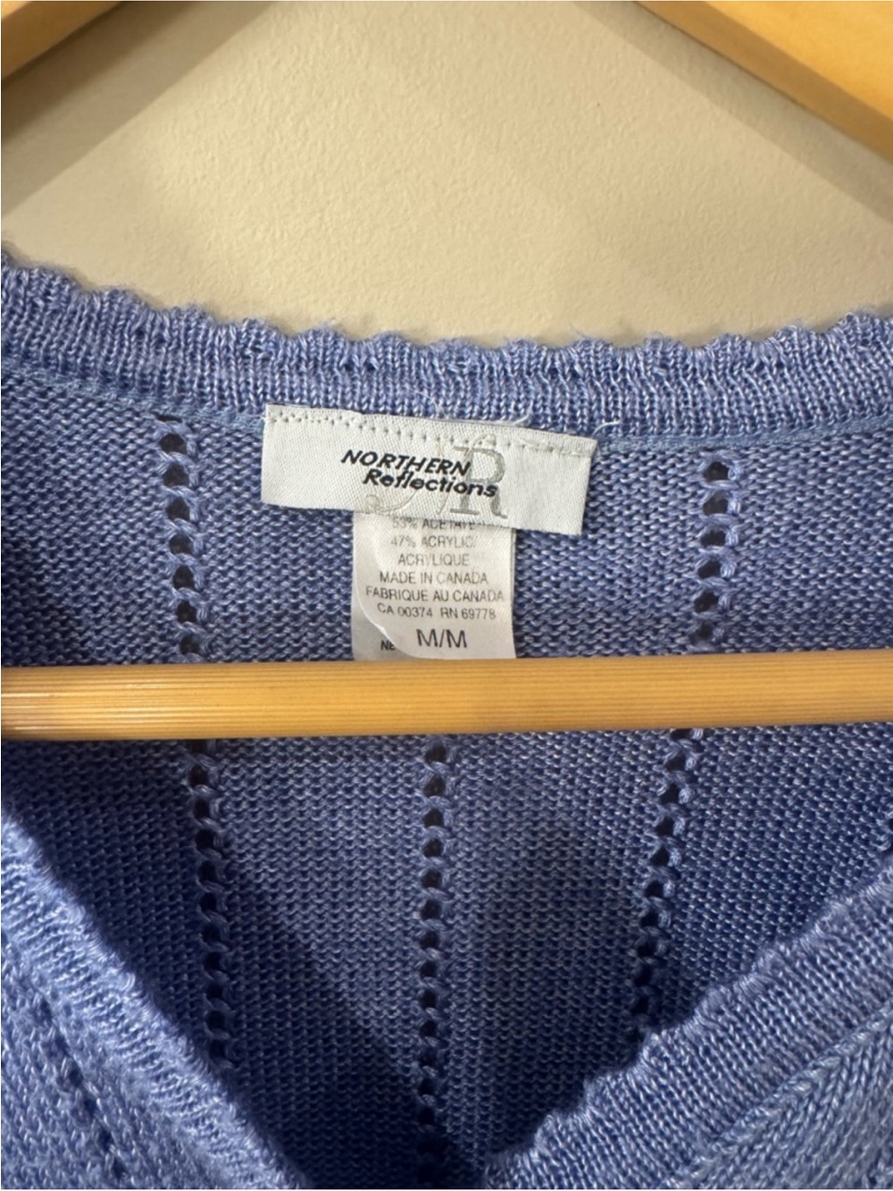Vintage Northern Reflections Blue Pointelle Knit Cardigan Women’s Medium Cottage - Picture 6 of 6